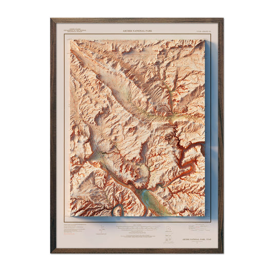Vintage Arches Relief Map - 1974