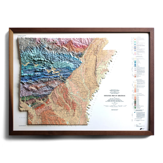 Arkansas 1993 3D Raised Relief Map