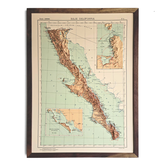 Baja California 1922 3D Raised Relief Map