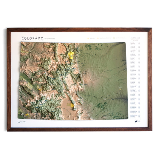 Colorado 14ers 3D Raised Relief Map