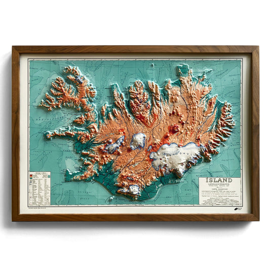 Iceland 1928 3D Raised Relief Map