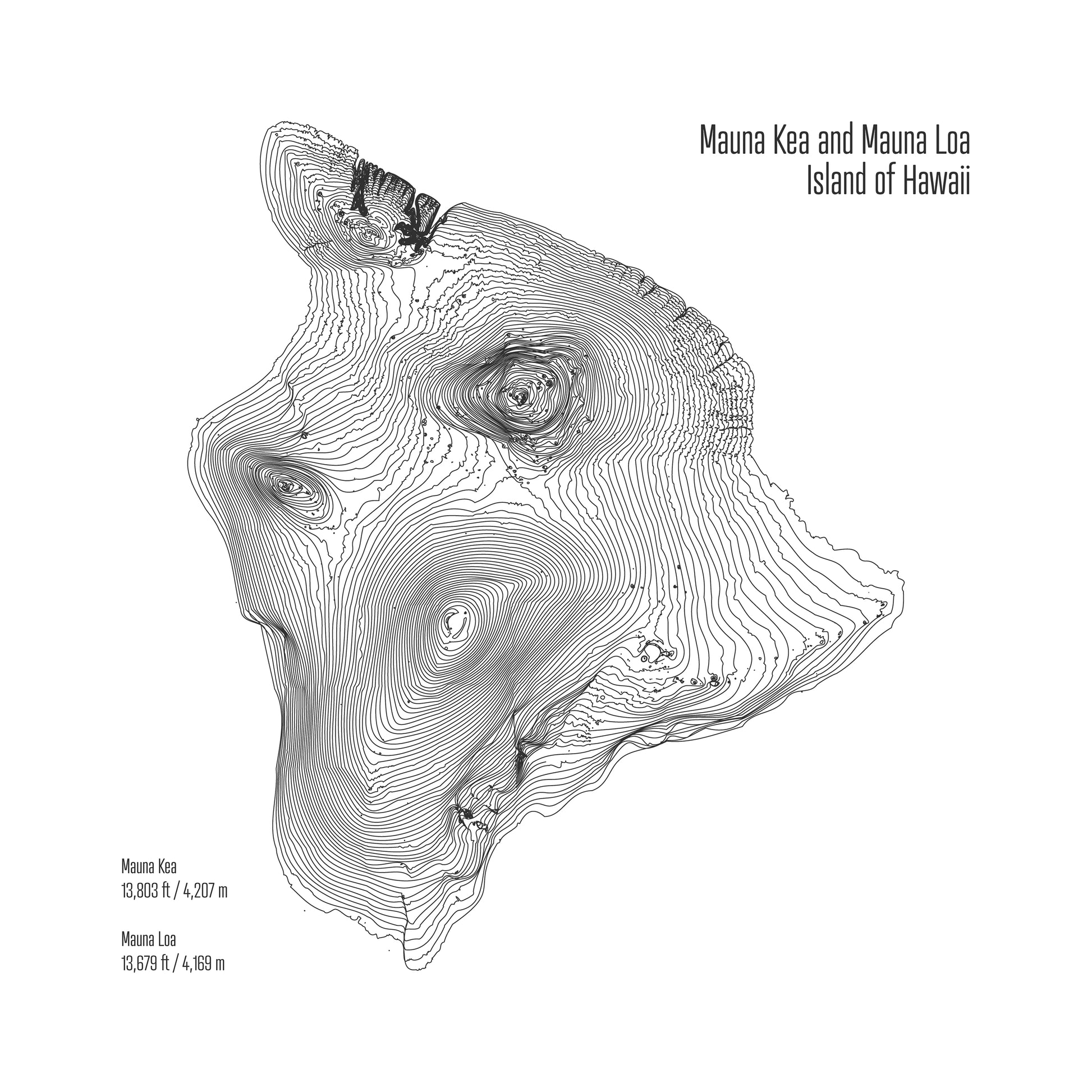 Island of Hawaii Topo Map